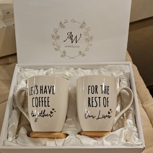 AW BRIDAL Elegant White Coffee Mug Set NEW